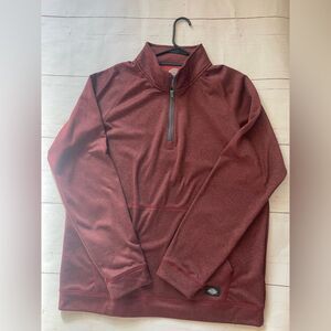 Genuine Dickies 1/4 quarter zip sweatshirt pocket Maroon Sz. Large zip